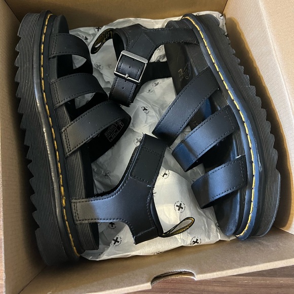 Dr. Martens Black Blaire Hydro Leather Strap Sandals - Picture 6 of 13